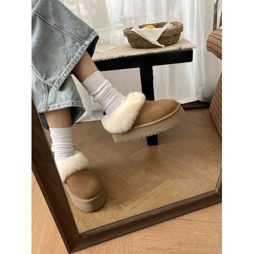 河南桑坡村2025冬季新款雪地靴女款厚底塔茨勒加絨加厚增高毛毛鞋