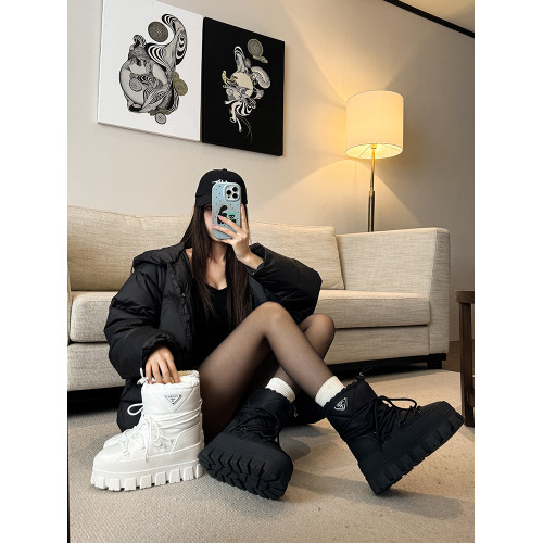 三角標厚底增高防水雪地靴女2024冬季新款短筒加絨保暖棉鞋滑雪鞋