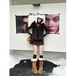 小衆繙毛口~厚底防滑雪地靴女冬2025新款增高筒騎士長靴加厚棉鞋