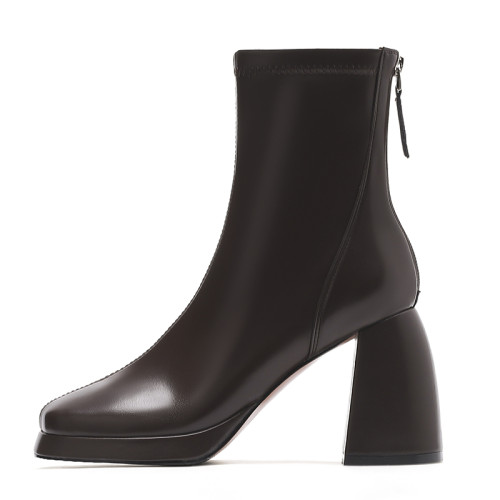 棕色高跟短靴女方頭粗跟馬丁靴女款2024新款秋冬防水台瘦瘦靴子女 棕色高跟短靴女方頭粗跟馬丁靴女款2024新款秋冬防水台瘦瘦靴子女