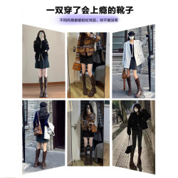 馬丁靴女長筒靴2026新款秋季靴子不過膝高筒騎士靴小個子顯高長靴