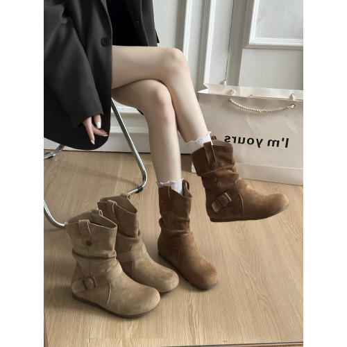 復古內增高勃肯短靴女2025年新款秋季馬丁靴百搭顯瘦配裙子堆堆靴