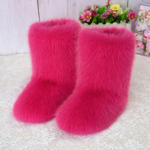 毛毛靴子歐美風新款冬季女可愛辣妹中筒靴毛絨厚底毛茸茸雪地靴