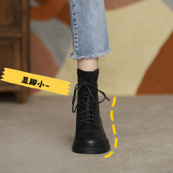 馬丁靴子女春秋單靴2025年新款爆款短靴英倫風厚底騎士靴瘦瘦靴女