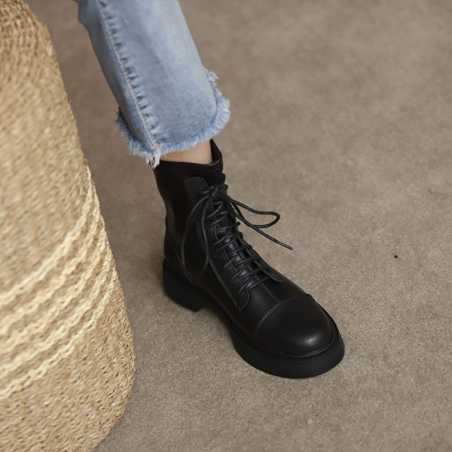 馬丁靴子女春秋單靴2025年新款爆款短靴英倫風厚底騎士靴瘦瘦靴女