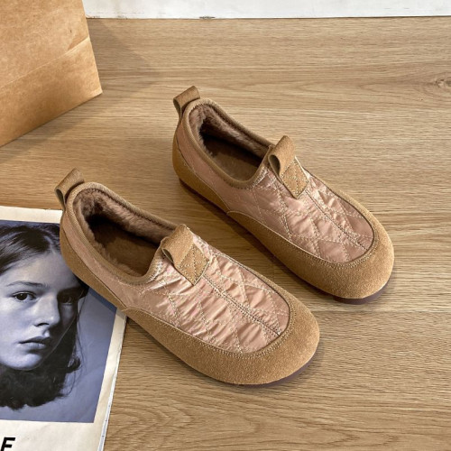 雪地靴女2024新款冬季加絨保暖一腳蹬短靴軟底防滑防水媽媽棉鞋子