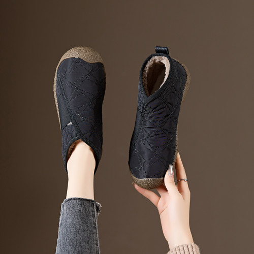 雪地靴女2024新款冬季加絨保暖一腳蹬短靴軟底防滑防水媽媽棉鞋子