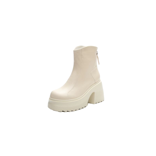 真皮馬丁靴女中筒2025新款小個子厚底高跟鞋秋冬加絨粗跟短靴顯瘦