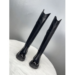 真皮厚底過膝長筒靴女2024年新款秋冬季V口瘦瘦靴長靴高筒騎士靴