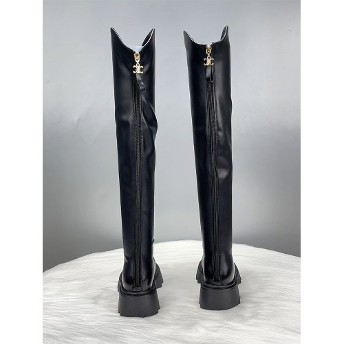 真皮厚底過膝長筒靴女2024年新款秋冬季V口瘦瘦靴長靴高筒騎士靴