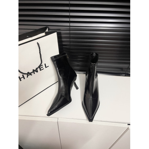 黑色尖頭高跟短靴女2025秋冬新款法式細跟彈力瘦瘦靴氣質小踝靴子