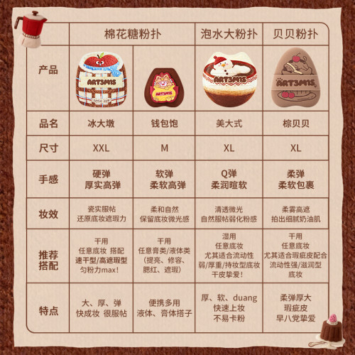 程十安 凹凸迷思咖啡系列粉撲氣墊棉花糖底妝定妝不吃粉底液專用