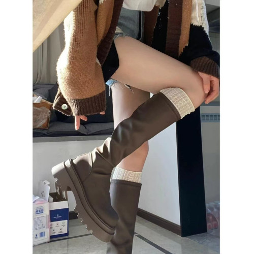 小個子天菜！騎士靴子今年流行高筒不過膝黑色粗跟堆堆長靴瘦瘦靴