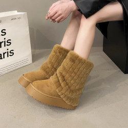 大碼雪地靴41到43女鞋胖腳寬毛毛棉鞋厚底女款新款冬季中筒短靴女