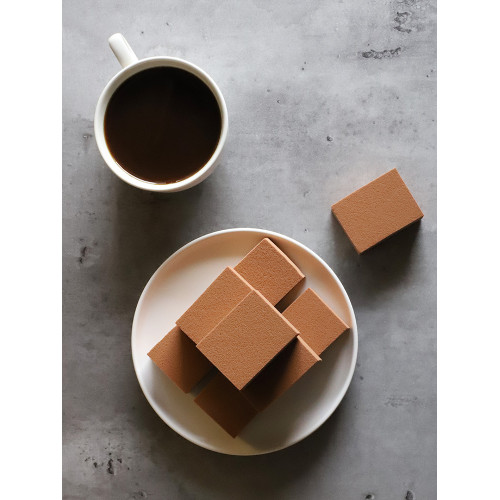 Precia巧克力方塊起司乳膠專業拋光磨皮美妝菱形粉撲平面海綿乾用