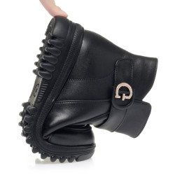 真皮媽媽棉鞋2025年冬季新款女靴加絨軟底羊毛加厚中老年平底短靴