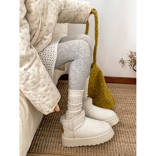 南在南方復古白色厚底加絨雪地靴女2026新款冬季保暖外穿東北棉鞋