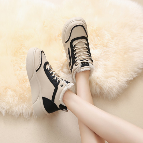 踩屎感真皮雪地靴女款2025新款冬季高幫加絨大棉鞋防滑加厚棉靴34