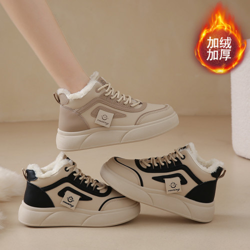 踩屎感真皮雪地靴女款2025新款冬季高幫加絨大棉鞋防滑加厚棉靴34