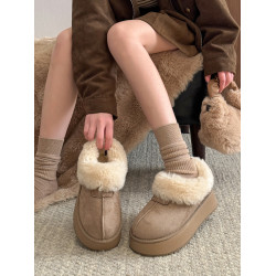 賈不假雪地靴女款2026新款春季加絨加厚保暖棉鞋厚底增高毛毛鞋子