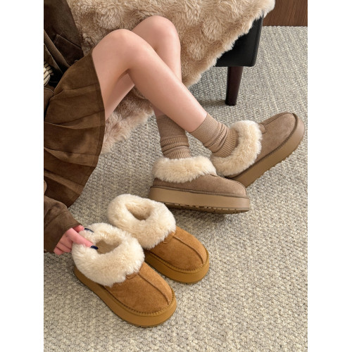 賈不假雪地靴女款2026新款春季加絨加厚保暖棉鞋厚底增高毛毛鞋子