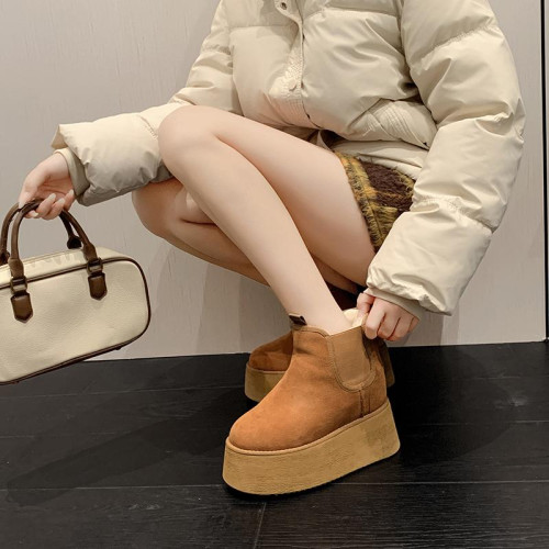 羊毛內裡14公分隱形內增高厚底雪地靴冬季12公分小個子防滑雪地靴