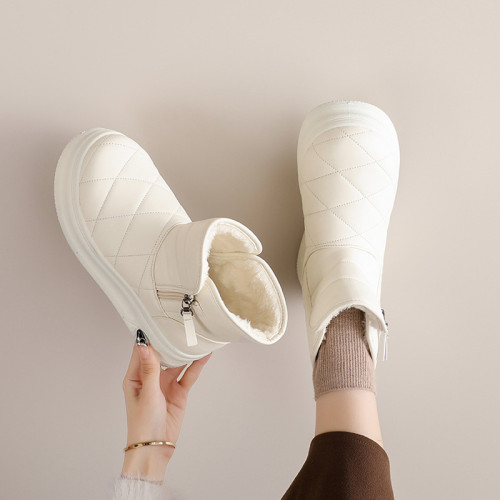 冬季新款加絨雪地靴女鞋加厚保暖大棉鞋厚底增高防滑防水舒適短靴