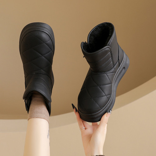 冬季新款加絨雪地靴女鞋加厚保暖大棉鞋厚底增高防滑防水舒適短靴