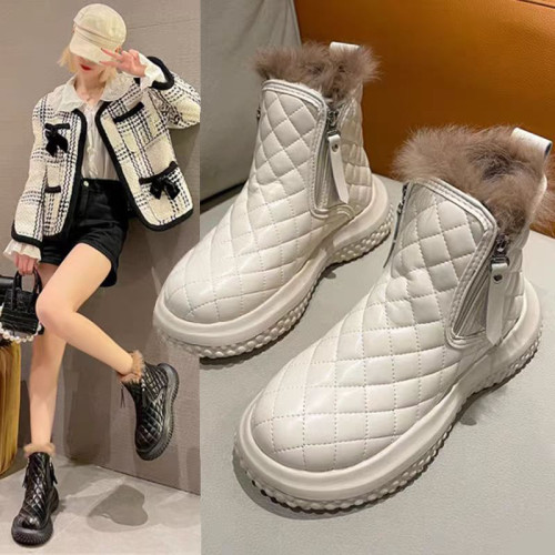 皮毛一體雪地靴女2026新款冬季哈爾濱加絨加厚底短靴東北保暖棉鞋