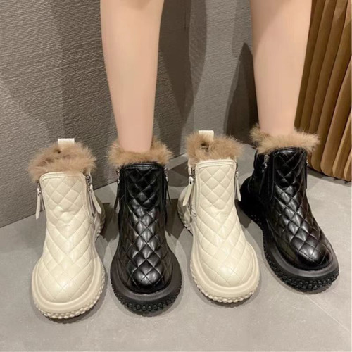 皮毛一體雪地靴女2026新款冬季哈爾濱加絨加厚底短靴東北保暖棉鞋