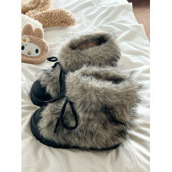 厚底白色毛毛雪地靴女2025秋冬季新款加絨加厚短靴保暖東北棉鞋子