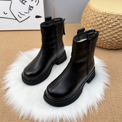 羊毛厚底馬丁靴女2025秋冬新款加厚雪地靴軟底單靴顯瘦英倫風短靴