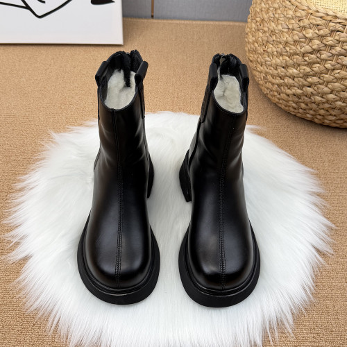 羊毛厚底馬丁靴女2025秋冬新款加厚雪地靴軟底單靴顯瘦英倫風短靴