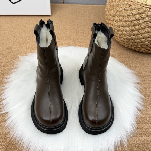 羊毛厚底馬丁靴女2025秋冬新款加厚雪地靴軟底單靴顯瘦英倫風短靴