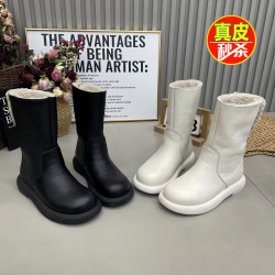 撤櫃款真皮平底雪地靴女2026冬季新款加絨保暖中筒靴皮面東北棉鞋