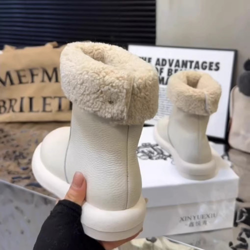 撤櫃款真皮平底雪地靴女2026冬季新款加絨保暖中筒靴皮面東北棉鞋