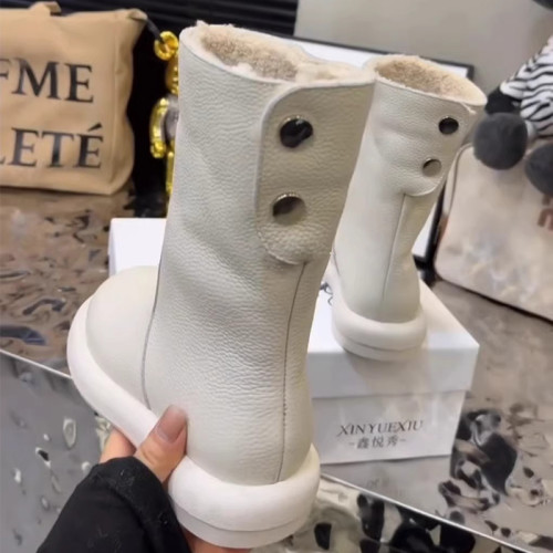 撤櫃款真皮平底雪地靴女2026冬季新款加絨保暖中筒靴皮面東北棉鞋