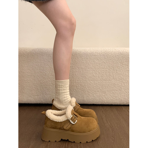 厚底增高加絨豆豆勃肯鞋女2026冬季新款毛毛棉鞋子外穿保暖雪地靴