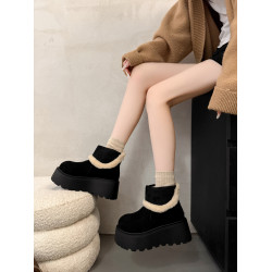 巨好看厚底增高勃肯鞋雪地靴女2026新款冬季加絨保暖大頭棉鞋短靴