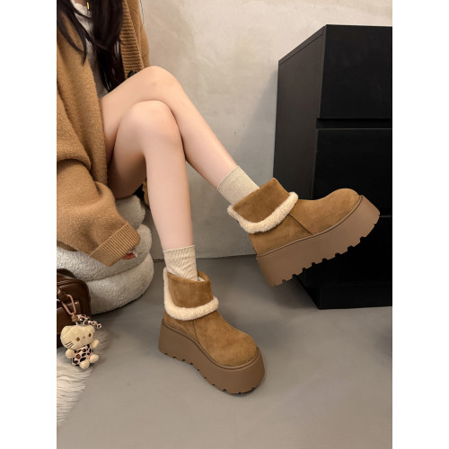 巨好看厚底增高勃肯鞋雪地靴女2026新款冬季加絨保暖大頭棉鞋短靴