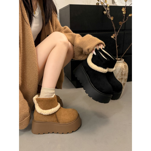 巨好看厚底增高勃肯鞋雪地靴女2026新款冬季加絨保暖大頭棉鞋短靴