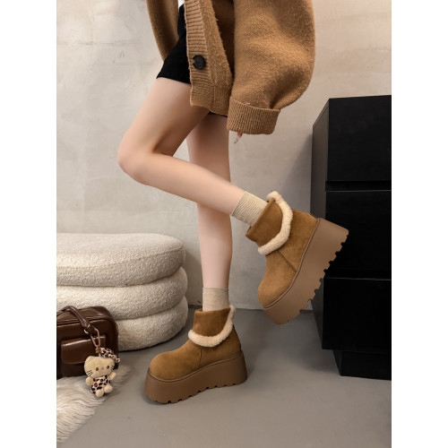 巨好看厚底增高勃肯鞋雪地靴女2026新款冬季加絨保暖大頭棉鞋短靴