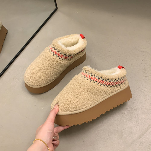 松糕厚底包頭毛毛拖鞋女外穿2025新款秋冬加絨保暖居家室內棉拖鞋