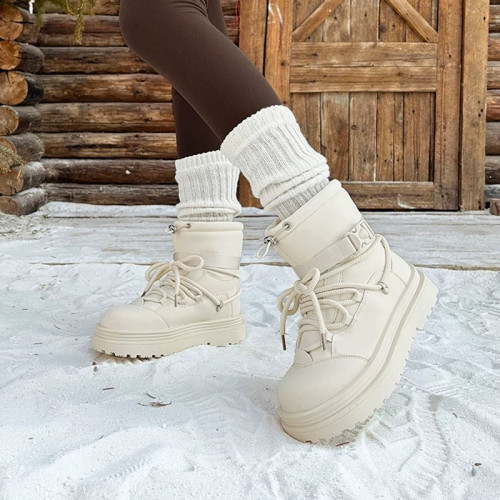 厚底長白山雪地靴女防水防滑加絨加厚東北哈爾濱雪鄕旅遊防寒裝備