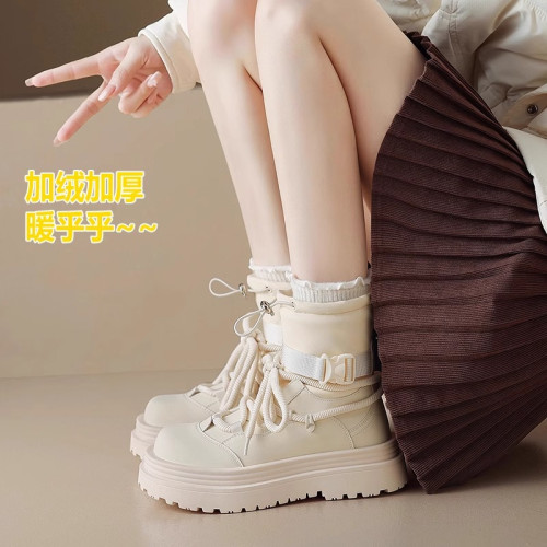 厚底長白山雪地靴女防水防滑加絨加厚東北哈爾濱雪鄕旅遊防寒裝備