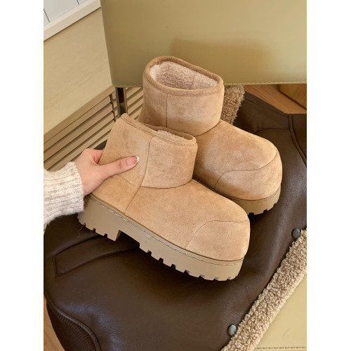 細細條 醜萌大頭雪地靴女冬厚底加絨加厚東北棉靴防滑保暖棉鞋ins