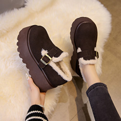 小個子增高8公分勃肯雪地靴女2025新款冬季厚底松糕加絨加厚棉鞋