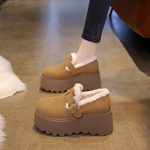 小個子增高8公分勃肯雪地靴女2025新款冬季厚底松糕加絨加厚棉鞋