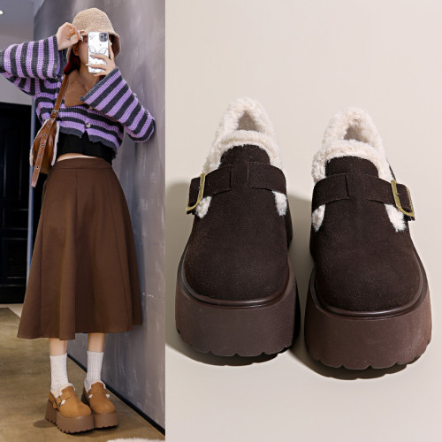 小個子增高8公分勃肯雪地靴女2025新款冬季厚底松糕加絨加厚棉鞋