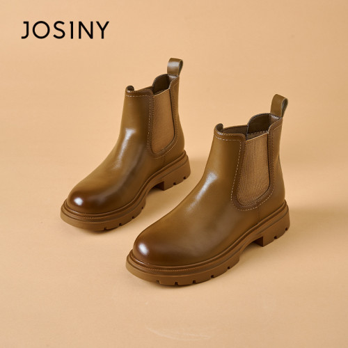 卓詩尼菸筒厚底增高馬丁靴女鞋秋冬加絨短靴軟皮單靴瘦瘦靴子短靴